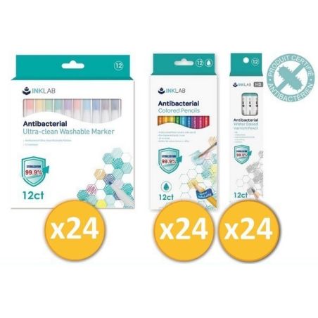 Pack scolaire remisé 72 étuis de coloriage et dessin antibactériens