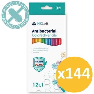 Pack scolaire remisé 144 étuis de 12 crayons de couleur antibactériens