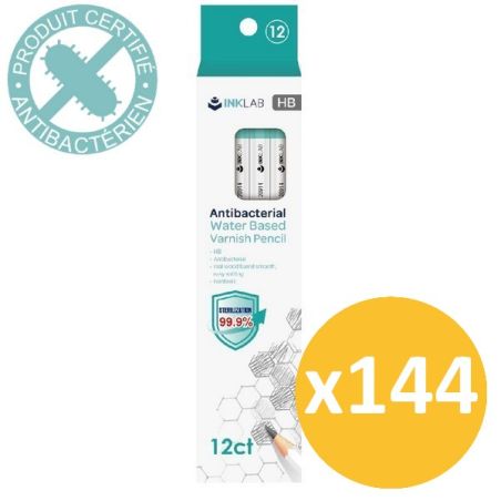 Pack scolaire remisé 144 étuis de 12 crayons HB antibactériens