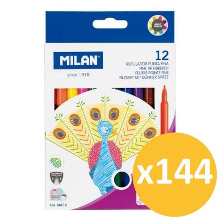 Pack scolaire remisé 144 étuis de 12 feutres fins MILAN