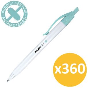 Pack scolaire remisé 360 stylos à bille bleus rétractables antibactériens MILAN