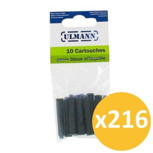 Pack scolaire remisé 216 sachets de 10 cartouches bleues universelles courtes ULMANN