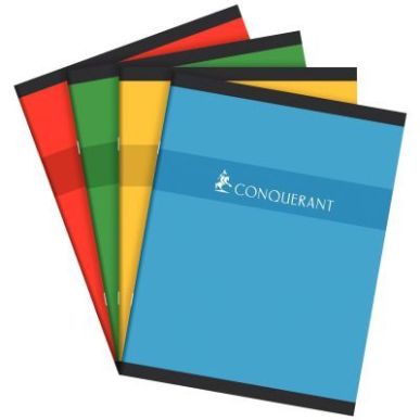Achetez Cahier piqûre 17x22cm 48 pages grands carreaux Séyès 56g. Couverture carte assortie pas c..
