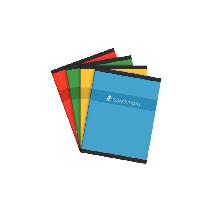 Cahier piqûre 17x22 96 pages petits carreaux 5x5 70g. Couverture carte assortie