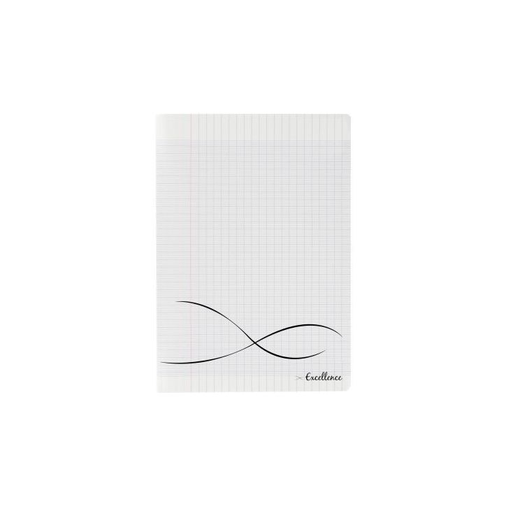 CONQUERANT C9 Cahier piqûre 17x22cm 96 pages 90g grands carreaux Séyès. Couverture polypropylène incolore