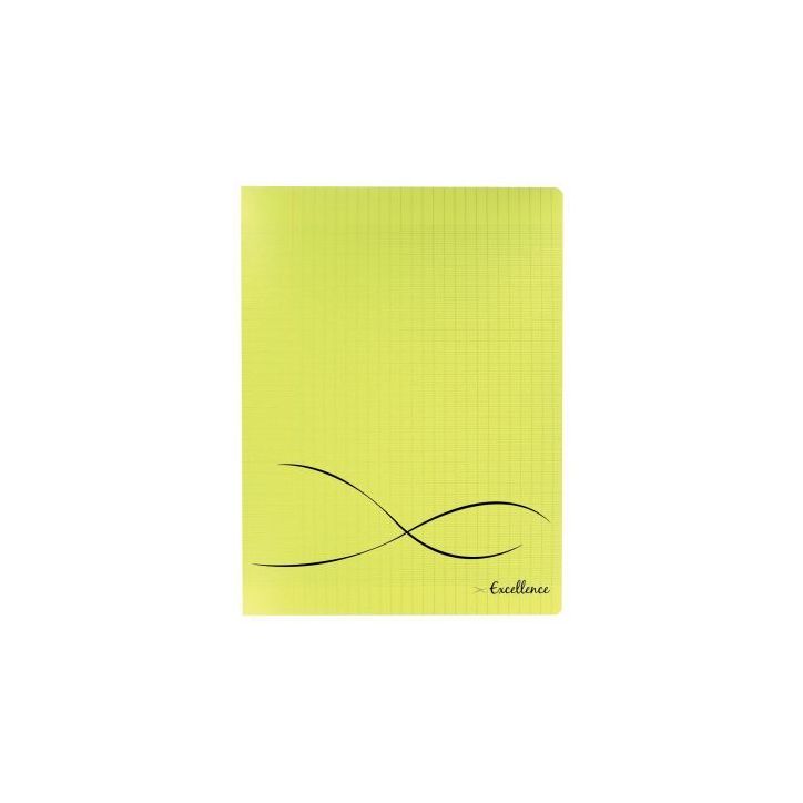 CONQUERANT C9 Cahier piqûre 17x22cm 96 pages 90g grands carreaux Séyès. Couverture polypropylène Jaune