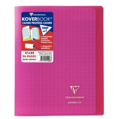 Achetez Piqûre 96 pages 17x22 cm KOVERBOOK, seyès 90g, couverture en polypropylène, rose 951408C ..