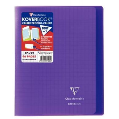 Achetez Piqûre 96 pages 17x22 cm KOVERBOOK, seyès 90g, couverture en polypropylène, violet 951405..