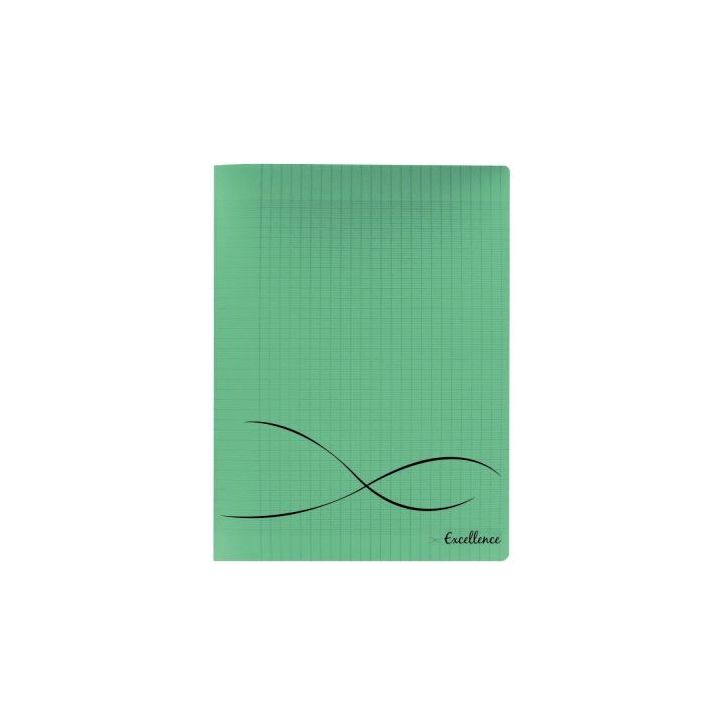 Piqûre 64 pages EXCELLENCE, format 17x22 cm, réglure seyès, couverture en polypropylène vert 07476 EXCEL