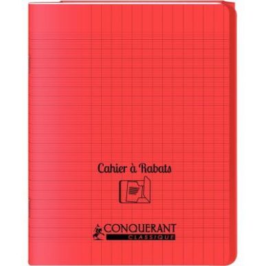 Achetez Piqûre 96 pages couverture polypropylène avec 2 rabats format 17x22 cm seyes coloris rouge..