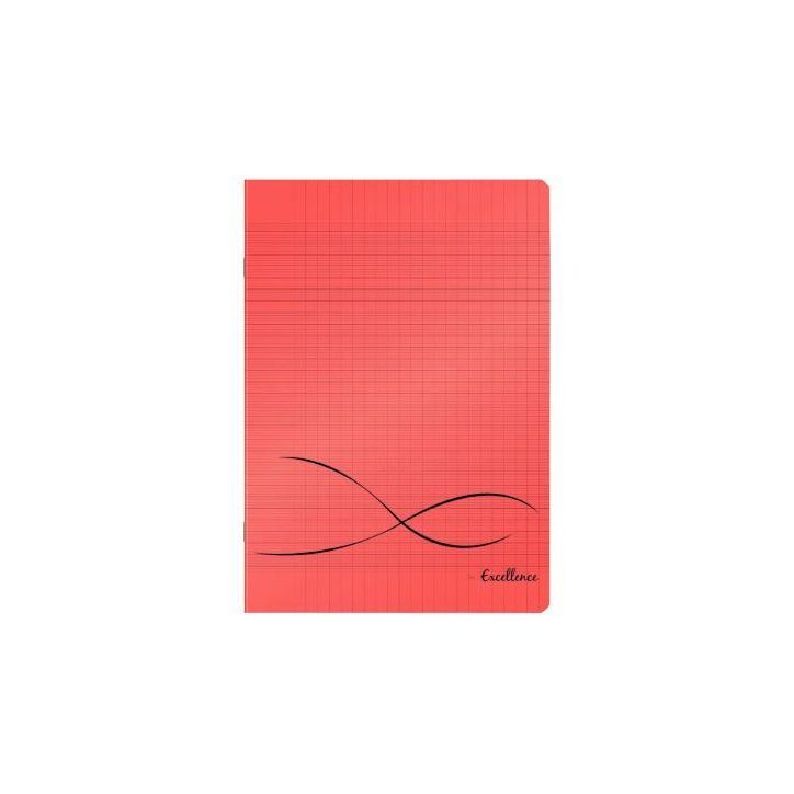 CONQUERANT C9 Cahier piqûre 17x22cm 48 pages 90g grands carreaux Séyès. Couverture polypropylène Rouge