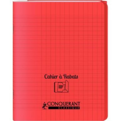 Achetez Piqûre 48 pages couverture polypropylène avec 2 rabats format 17x22 cm seyes coloris rouge..