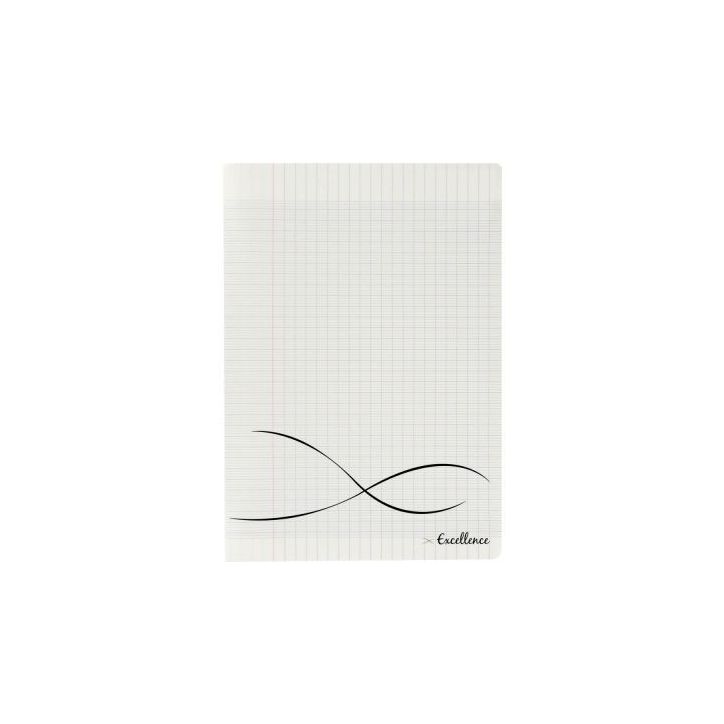 CONQUERANT C9 Cahier piqûre 17x22cm 48 pages 90g grands carreaux Séyès. Couverture polypropylène incolore