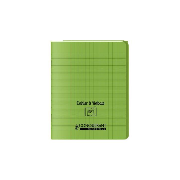 Piqûre 48 pages couverture polypropylène avec 2 rabats format 17x22 cm seyes coloris vert 400103941 HAMELIN