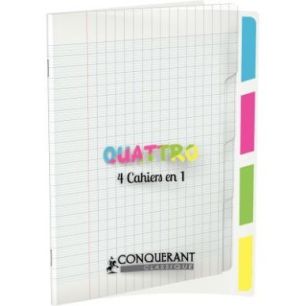Achetez CONQUERANT C9 Cahier 4en1 agrafé 17x22cm 140 grands carreaux Séyès couverture polypro inc..