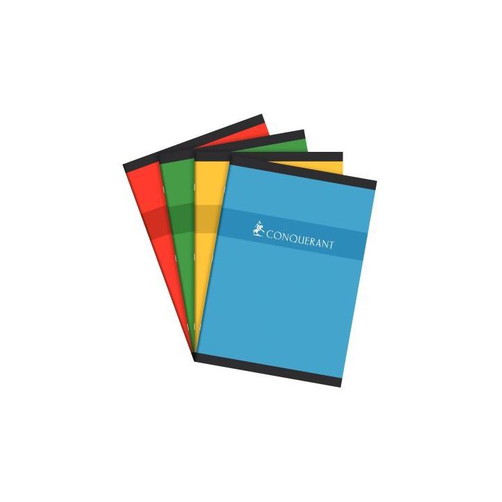 CONQUERANT C7 Cahier reliure piqûre 21x29,7cm 96 pages 70g grands carreaux Séyès. Couverture carte