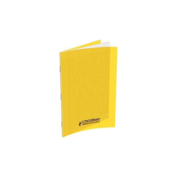 CONQUERANT C9 Cahier piqûre 21x29,7cm 48 pages 90g grands carreaux Séyès. Couverture polypropylène Jaune