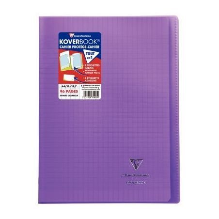 Achetez Piqûre 96 pages 21x29,7 cm KOVERBOOK, seyès 90g, couverture en polypropylène, violet 9714..