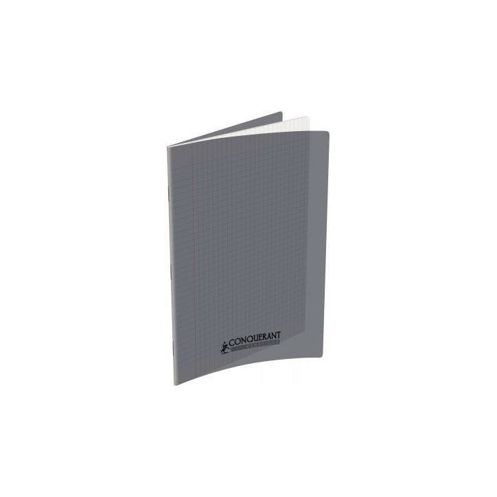 CONQUERANT C9 Cahier piqûre 21x29,7cm 96 pages 90g grands carreaux Séyès. Couverture polypropylène Gris