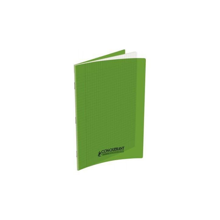 CONQUERANT C9 Cahier piqûre 21x29,7cm 48 pages 90g grands carreaux Séyès. Couverture polypropylène Vert