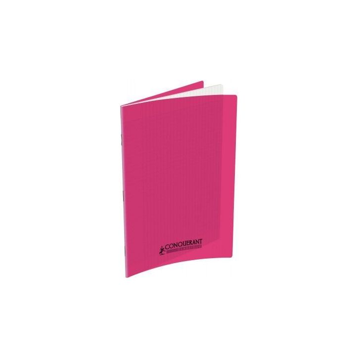 CONQUERANT C9 Cahier piqûre 21x29,7cm 96 pages 90g grands carreaux Séyès. Couverture polypropylène Rose