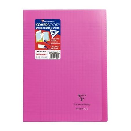 Achetez Piqûre 96 pages 21x29,7 cm KOVERBOOK, seyès 90g, couverture en polypropylène, rose 971408..