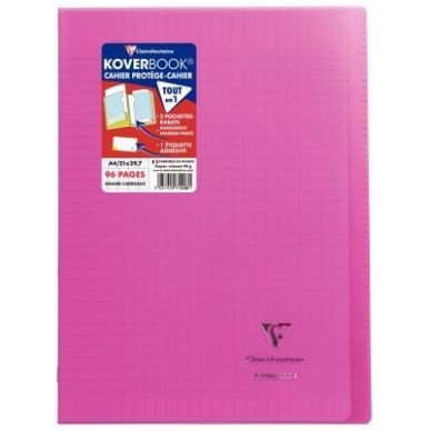 Achetez Piqûre 96 pages 21x29,7 cm KOVERBOOK, seyès 90g, couverture en polypropylène, rose 971408..
