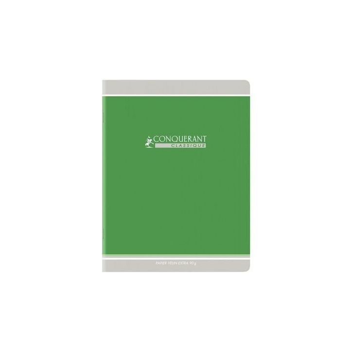 Cahier piqué 96 pages, format 24x32 cm, seyès, papier 90g, vert 400164241 CONQUERANT HAMELIN