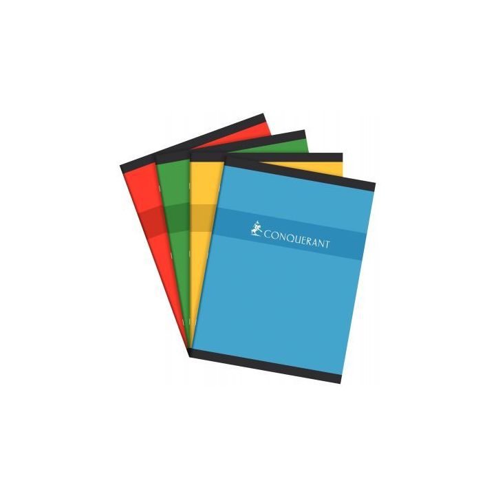 CONQUERANT C7 Cahier reliure piqûre 24x32 cm 96 pages 70g petits carreaux 5x5. Couverture carte