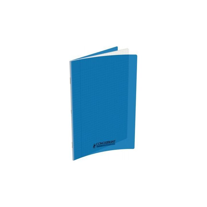 Cahier piqûre 24x32cm 96 pages 90g grands carreaux Séyès. Couverture polypropylène Bleu marine