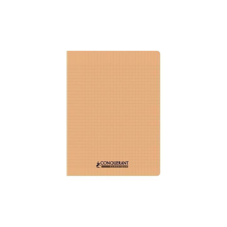 Piqûre 96 pages CONQUERANT, 24x32 cm, seyès, couv PP abricot 100902186 CONQUERANT HAMELIN