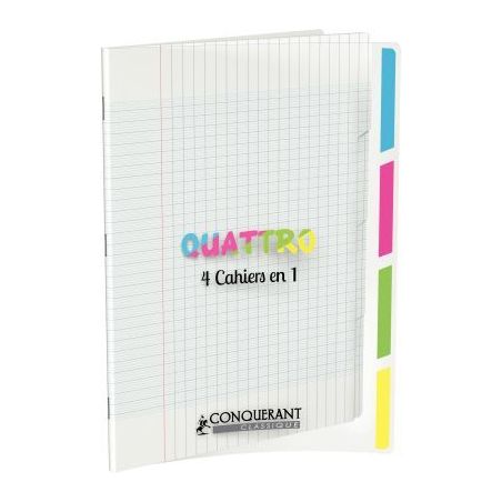 Achetez CONQUERANT C9 Cahier 4en1 agrafé 24x32cm 140 grands carreaux Séyès couverture polypro inc..