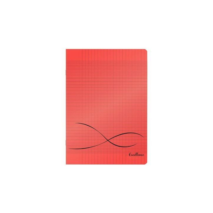 CONQUERANT C9 Cahier piqûre 24x32cm 48 pages 90g grands carreaux Séyès. Couverture polypropylène Rouge