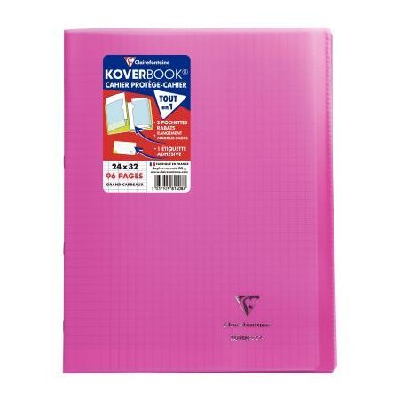 Achetez Piqûre 96 pages 24x32 cm KOVERBOOK, seyès 90g, couverture en polypropylène, rose 981408C ..
