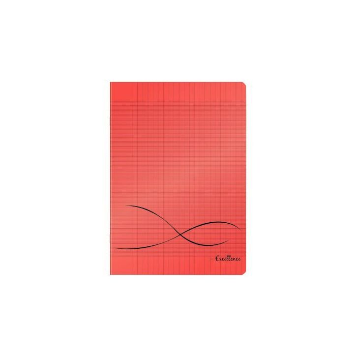 CONQUERANT C9 Cahier piqûre 24x32cm 96 pages 90g grands carreaux Séyès. Couverture polypropylène Rouge