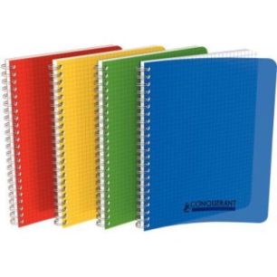 Achetez Cahier spirale 17x22cm 100 pages petits carreaux 5x5 90g. Couverture polypro assortie pas ch..
