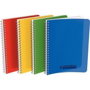 Achetez Cahier spirale 17x22cm 100 pages petits carreaux 5x5 90g. Couverture polypro assortie pas ch..