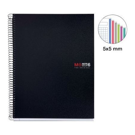 Achetez NOTEBOOK MIQUELRIUS format A5, 150 feuilles 70g, quadrillé 5x5, couverture PP noir MR2827 M..