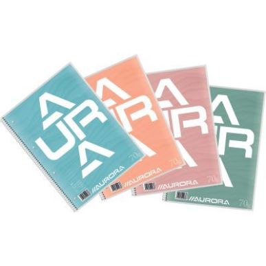Achetez Cahier spiralé 160 pages perforées 70g, format A4, ligné 8mm 129801 AURORA pas cher sur M..