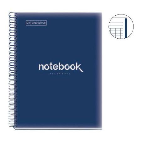 Achetez NOTEBOOK MIQUELRIUS format A4, 80 feuilles 90g, quadrillé 5x5, couverture PP marine MR46057..