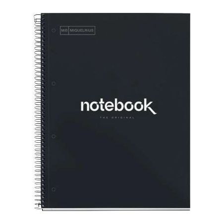Achetez NOTEBOOK MIQUELRIUS format A4, 80 feuilles 90g, quadrillé 5x5, couverture carton rigide noi..