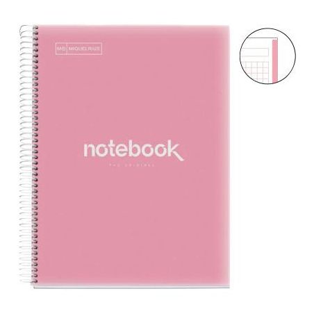 Achetez NOTEBOOK MIQUELRIUS format A4, 80 feuilles 90g, quadrillé 5x5, couverture PP rose MR46062 M..
