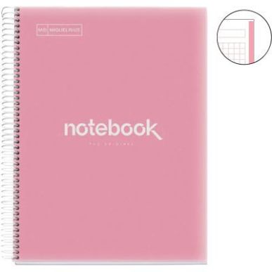 Achetez NOTEBOOK MIQUELRIUS format A4, 80 feuilles 90g, quadrillé 5x5, couverture PP rose MR46062 M..
