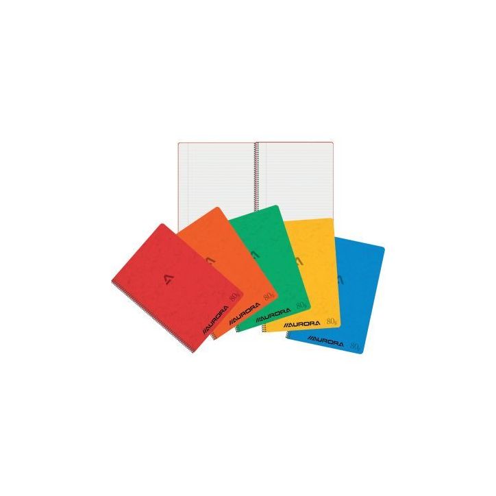 Cahier spiralé 120 pages 80g, ligné 8mm, format A4, coloris assortis 2960KT AURORA