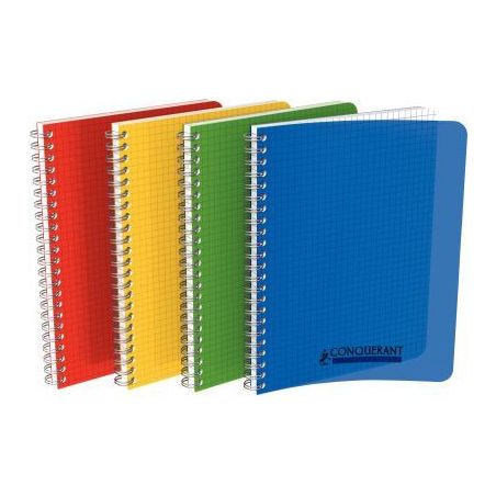 Achetez Cahier spirale 21x29,7cm 180 pages petits carreaux 5x5 90g. Couverture polypro assortie pas ..