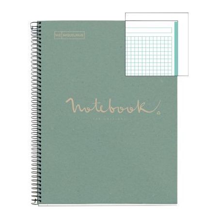 Achetez NOTEBOOK MIQUELRIUS format A4, 80 feuilles 80g, quadrillé 5x5, couverture carton recyclé b..