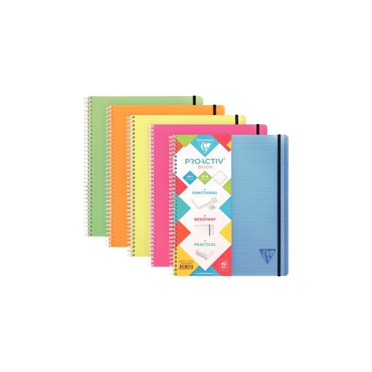 Cahier-trieur à reliure intégrale PROACTIV'BOOK LINICOLOR FRESH 160 pages perforées, format A4+, ligné 328(...)