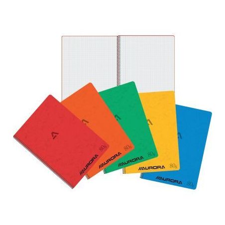 Achetez Cahier spiralé 120 pages 80g, quadrillé 5x5, format A4, coloris assortis 2960KQ5 AURORA pa..