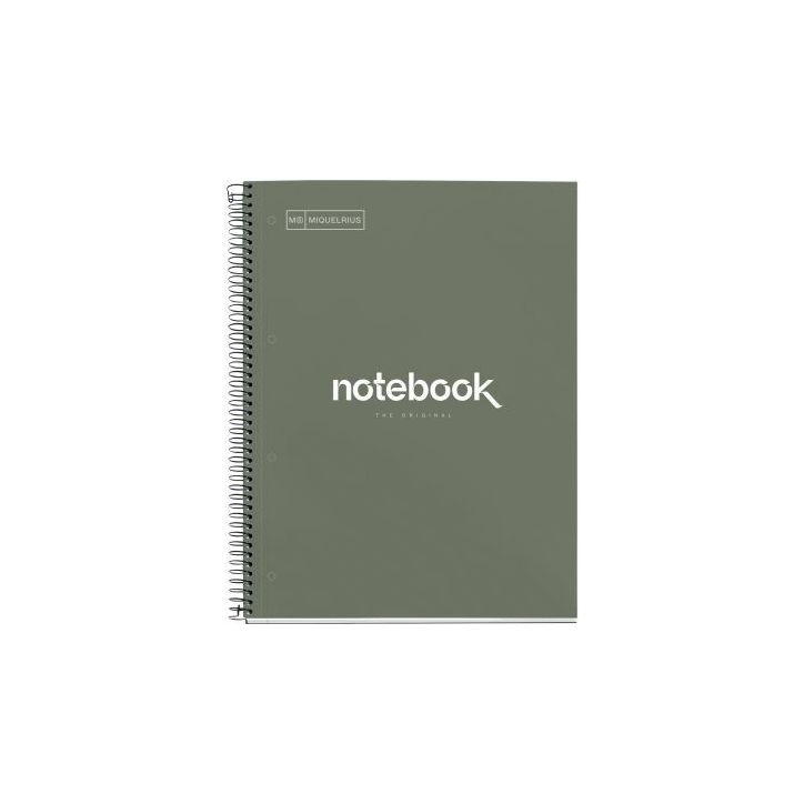 NOTEBOOK MIQUELRIUS format A4, 80 feuilles 90g, quadrillé 5x5, couverture carton rigide vert MR46049 MIQUELRI(...)
