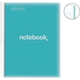 Achetez NOTEBOOK MIQUELRIUS format A4, 80 feuilles 90g, quadrillé 5x5, couverture PP bleu ciel MR46..